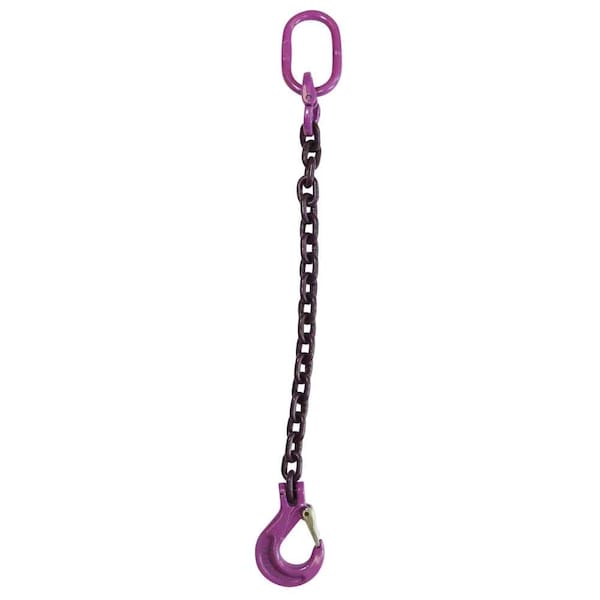 5/8" x 12' - Single Leg Chain Sling w/ Sling Hook - Grade 100